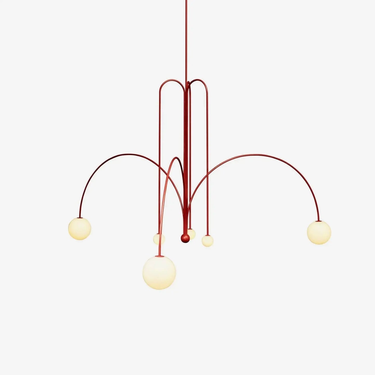Branching Arc Sputnik Chandelier — Nordic Art Deco Pendant Light with Milk Glass Globes for Dining Room, Living Room, Restaurant and Cafe, Black Gold and Red Multi-Head Ceiling Light Erbstuk