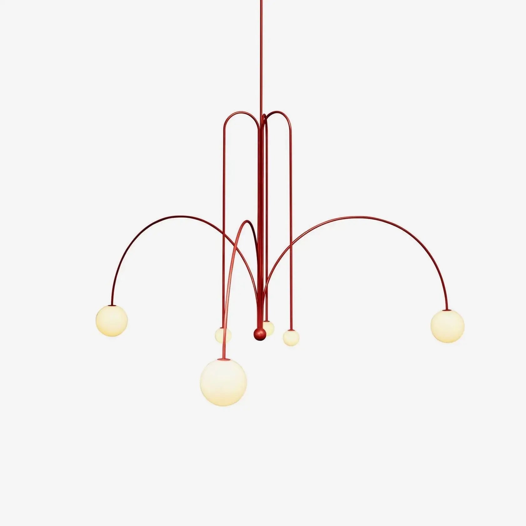 Branching Arc Sputnik Chandelier — Nordic Art Deco Pendant Light with Milk Glass Globes for Dining Room, Living Room, Restaurant and Cafe, Black Gold and Red Multi-Head Ceiling Light Erbstuk