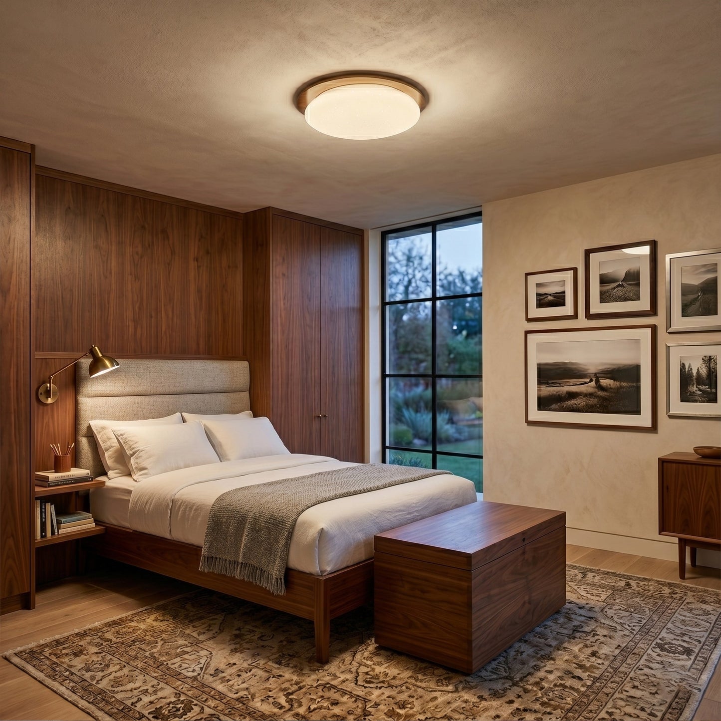 Oval Wood Frame LED Flush Mount Ceiling Light