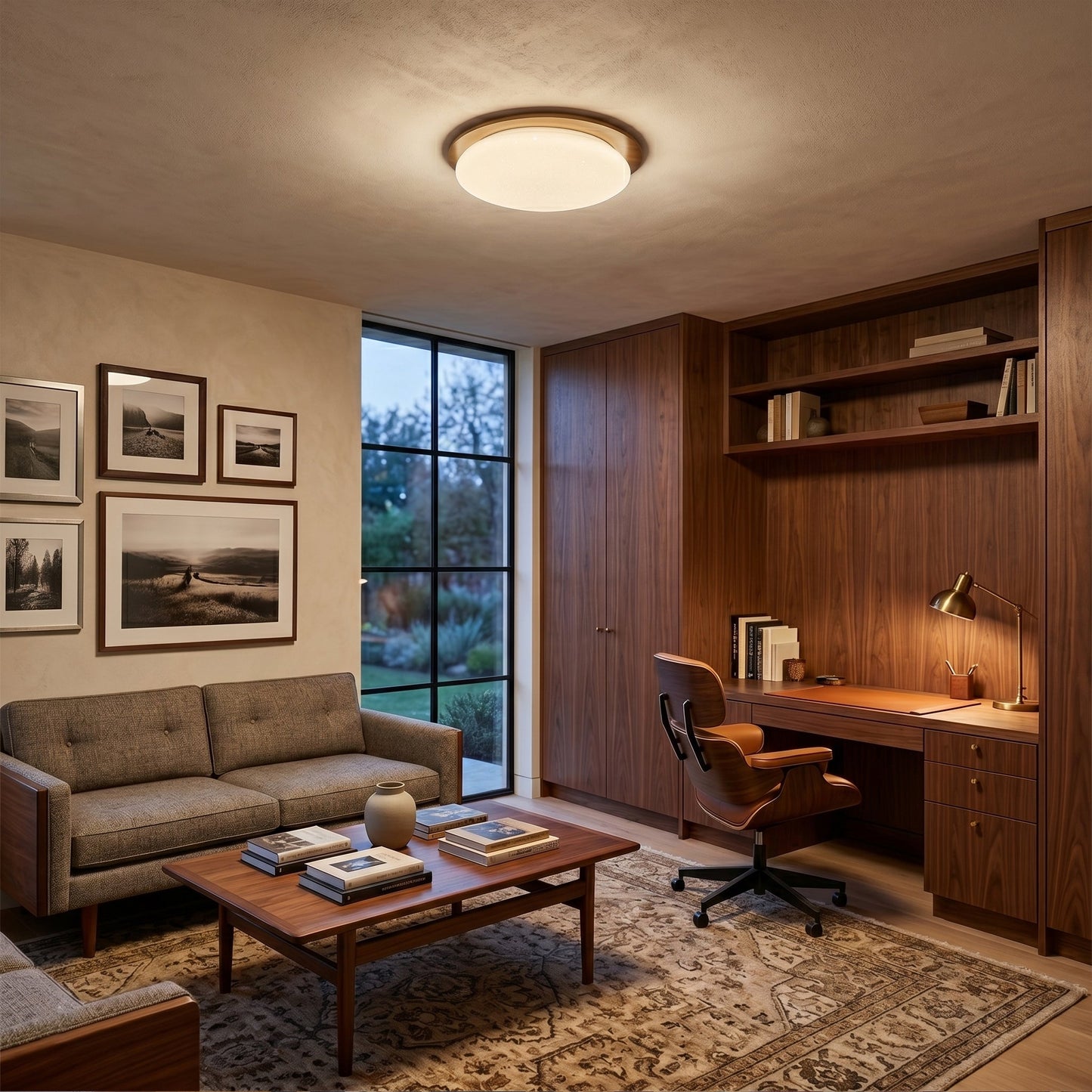 Oval Wood Frame LED Flush Mount Ceiling Light