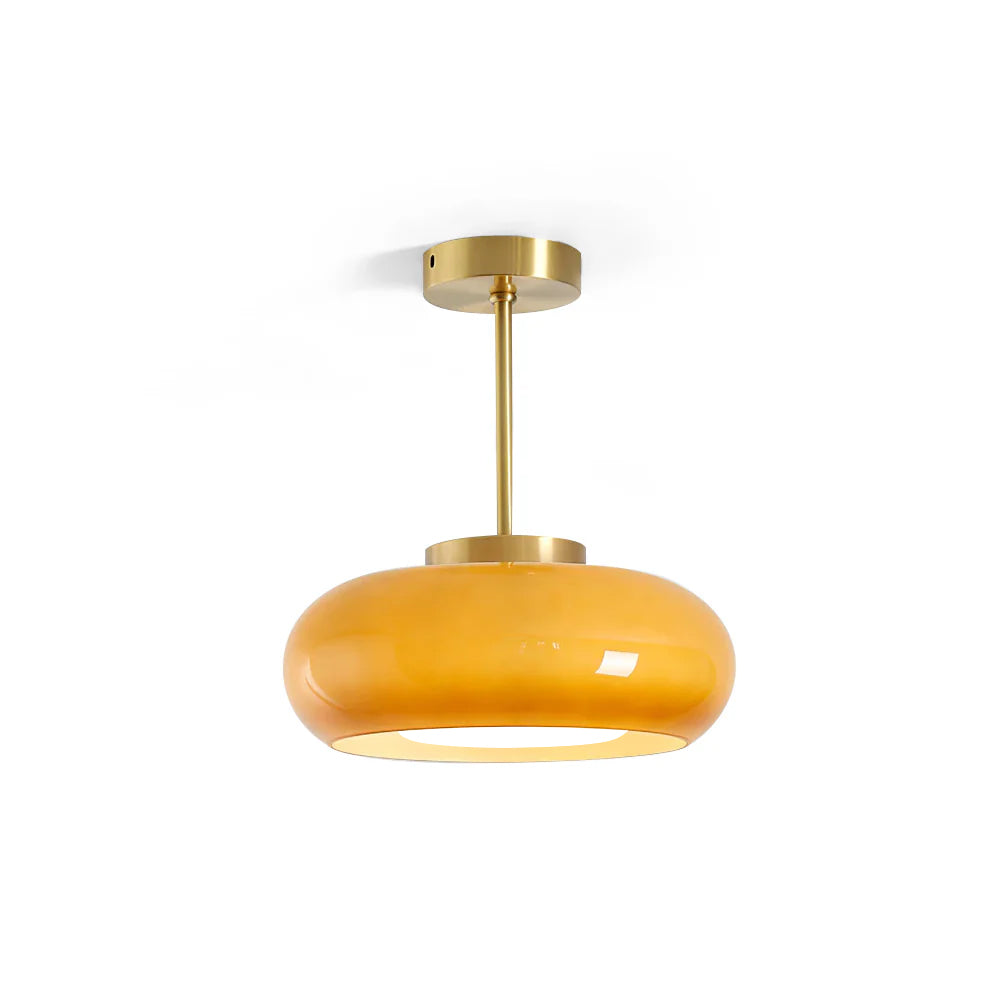 Space-Age Saucer Semi-Flush Ceiling Light — Brass or Chrome