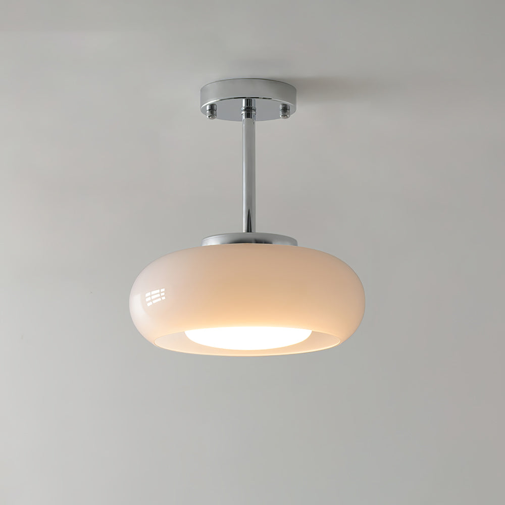 Space-Age Saucer Semi-Flush Ceiling Light — Brass or Chrome