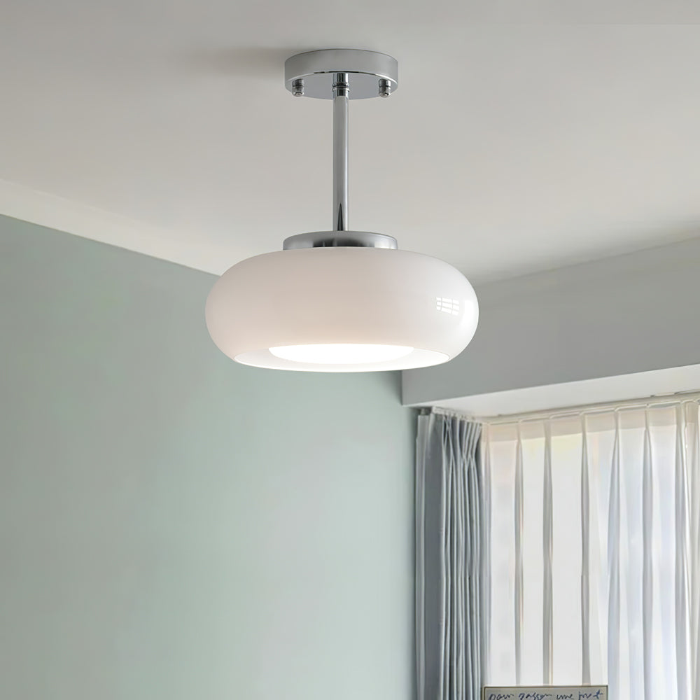 Space-Age Saucer Semi-Flush Ceiling Light — Brass or Chrome