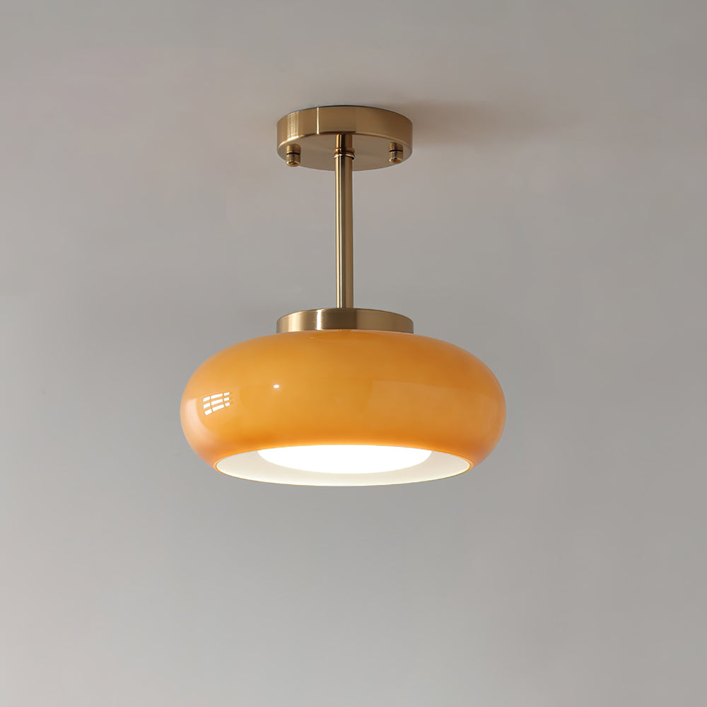 Space-Age Saucer Semi-Flush Ceiling Light — Brass or Chrome