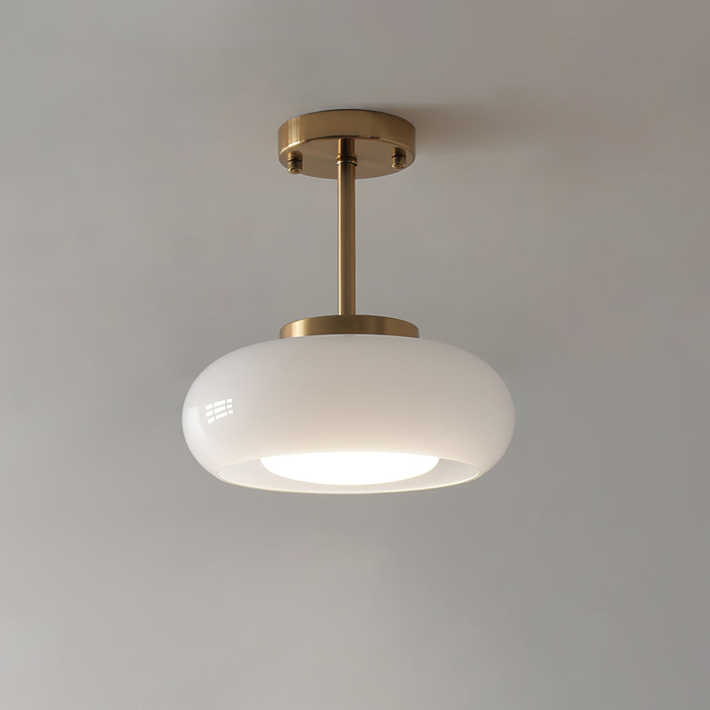Space-Age Saucer Semi-Flush Ceiling Light — Brass or Chrome