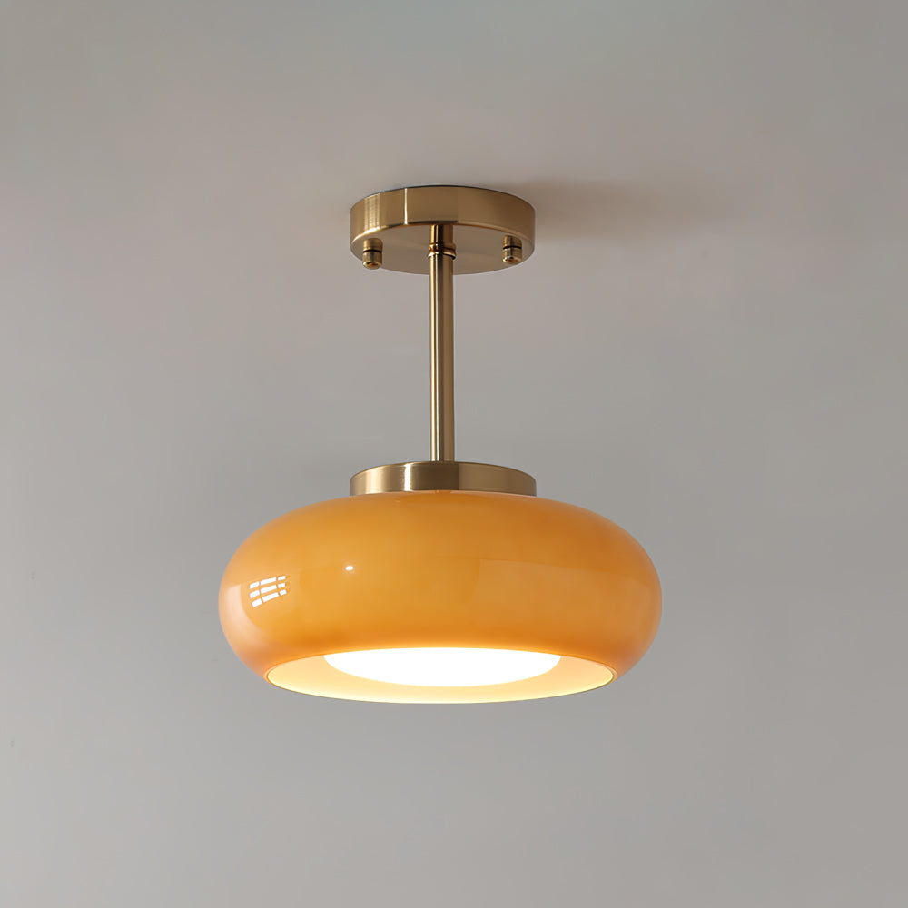 Space-Age Saucer Semi-Flush Ceiling Light — Brass or Chrome