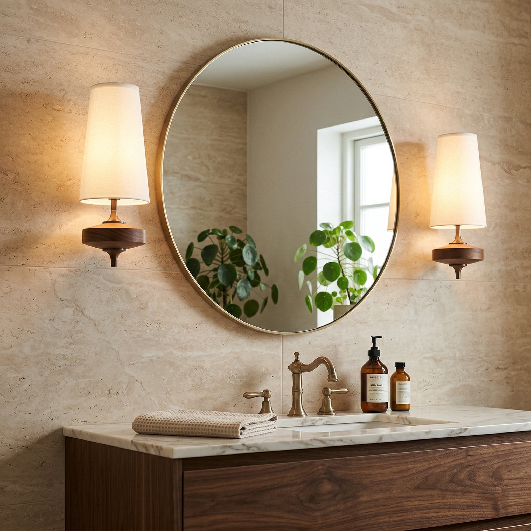 Hearth Wall Lamp — Solid Wood Sconce with Interchangeable Linen-Tone Shade Erbstuk