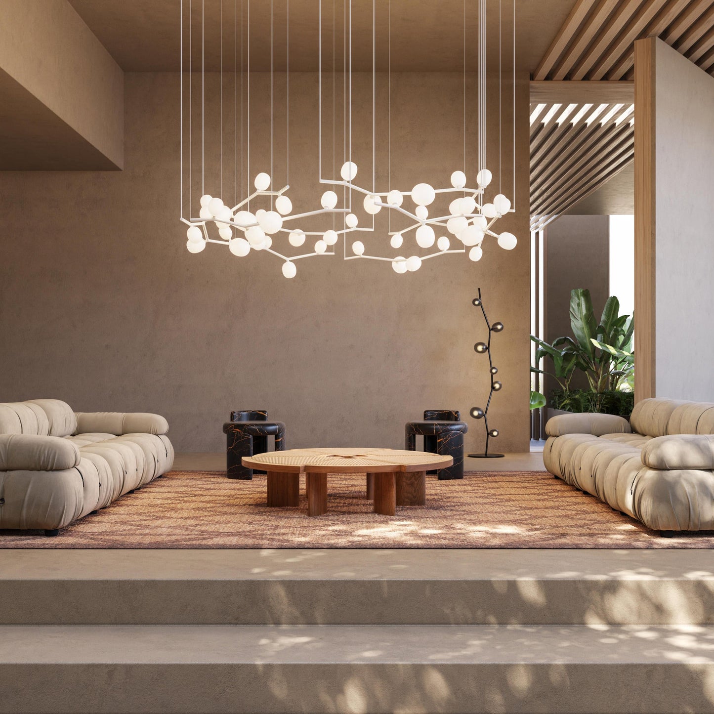 Seven Light Glass Globe Floor Lamp