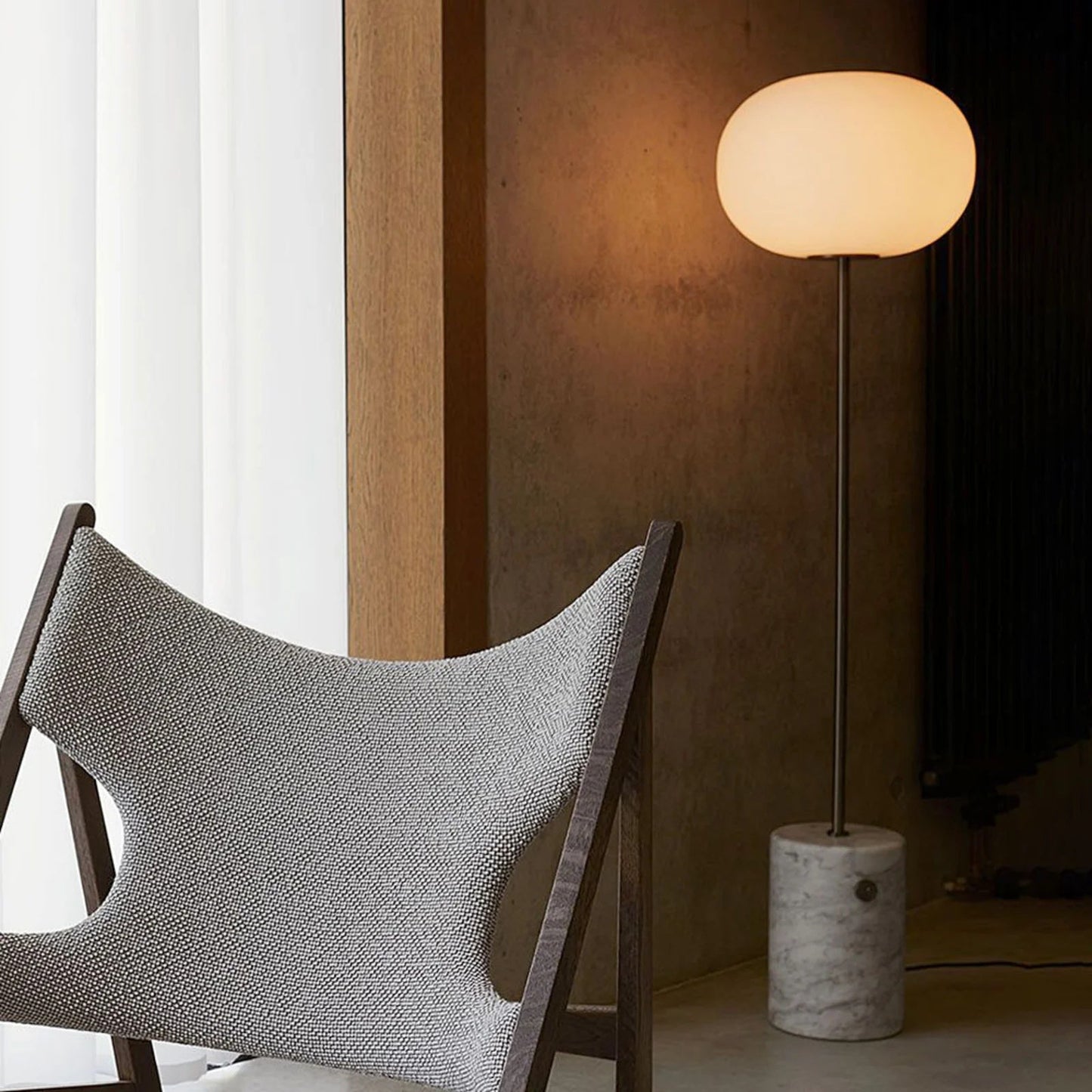 Stone and Brass Column Floor Lamp