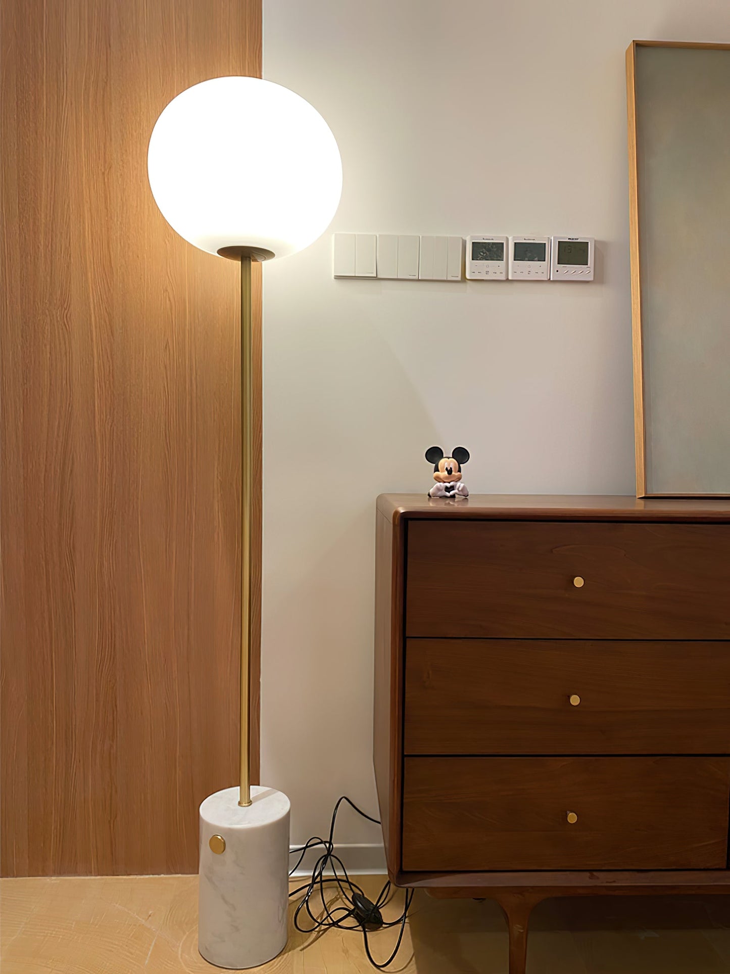 Stone and Brass Column Floor Lamp