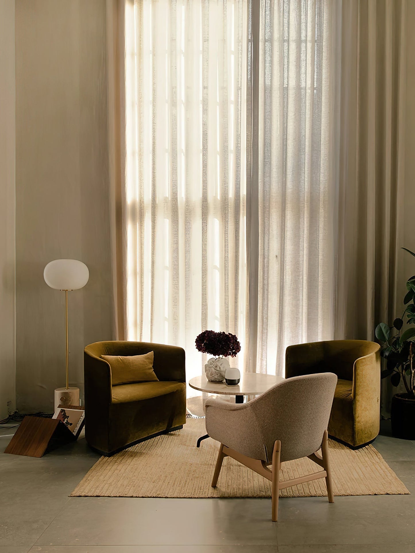 Stone and Brass Column Floor Lamp