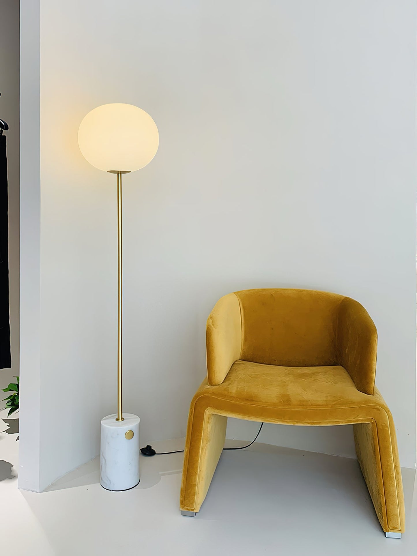 Stone and Brass Column Floor Lamp