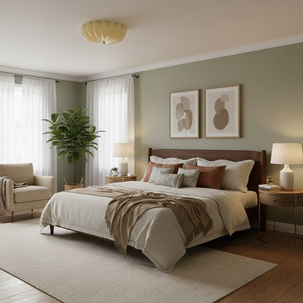 Petal Glass Flush Mount Ceiling Light — Cream