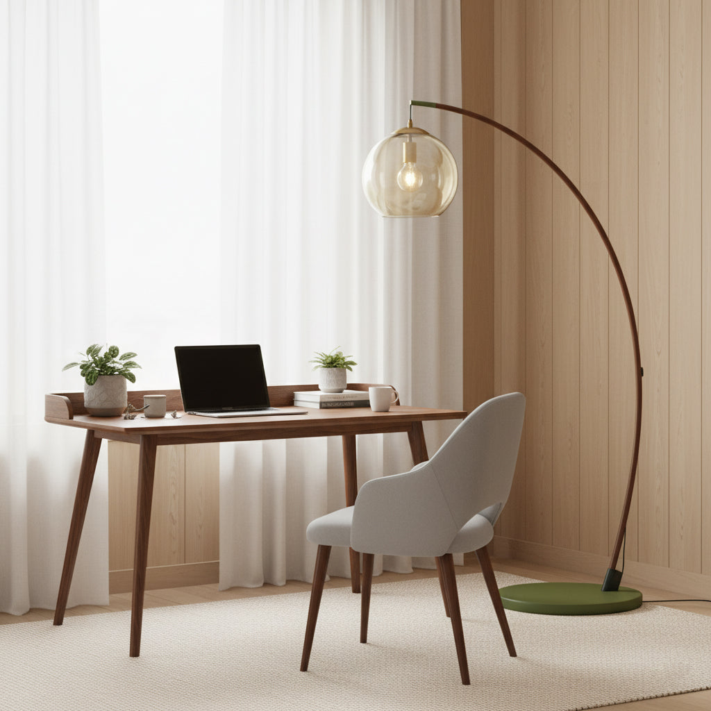 Drum Shade Arc Floor Lamp