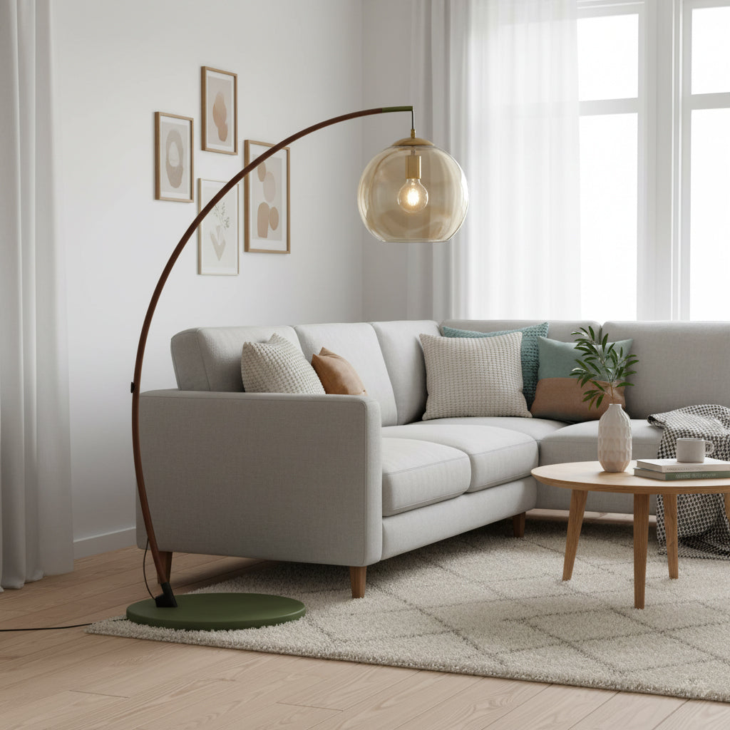 Drum Shade Arc Floor Lamp