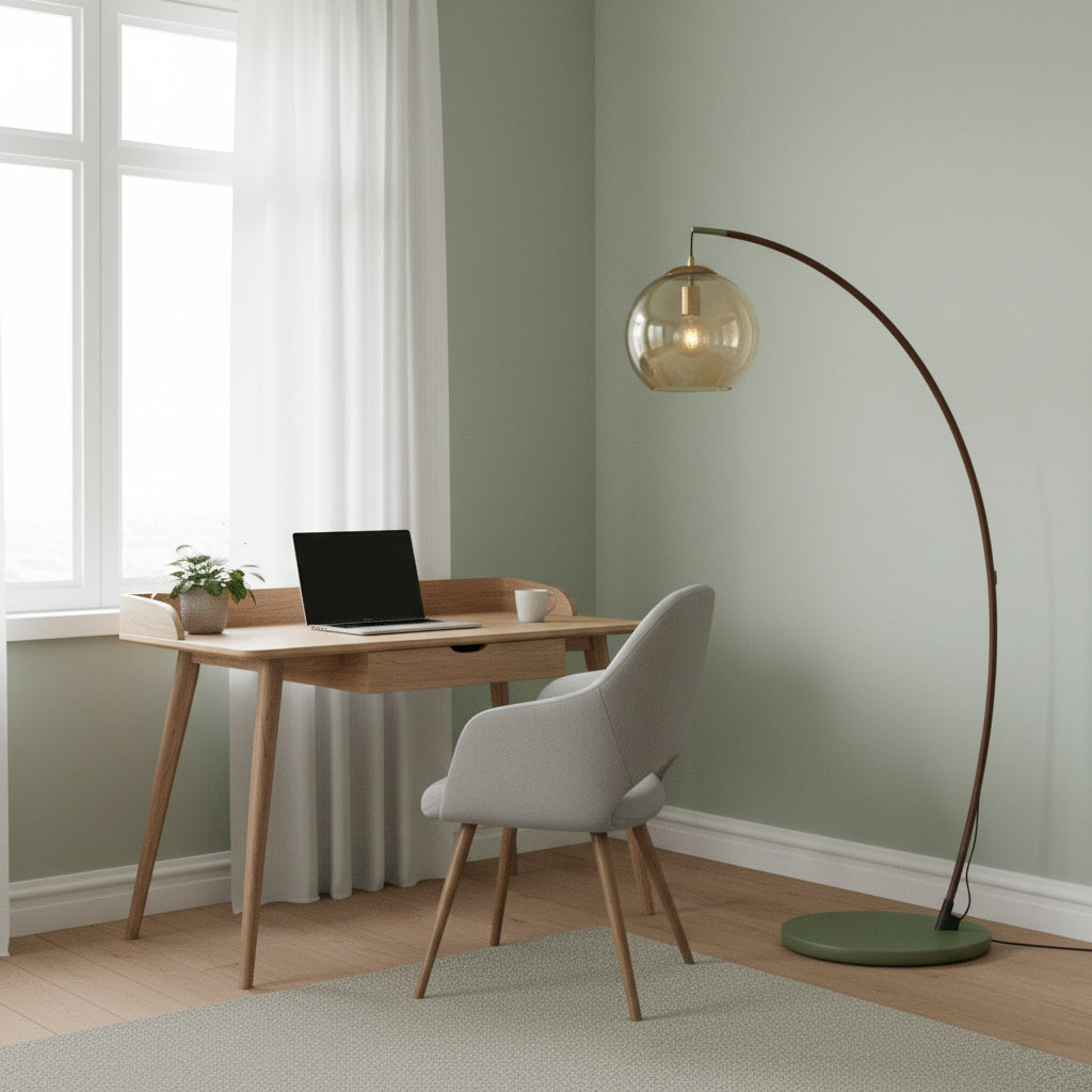 Drum Shade Arc Floor Lamp