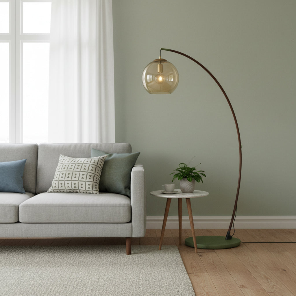 Drum Shade Arc Floor Lamp