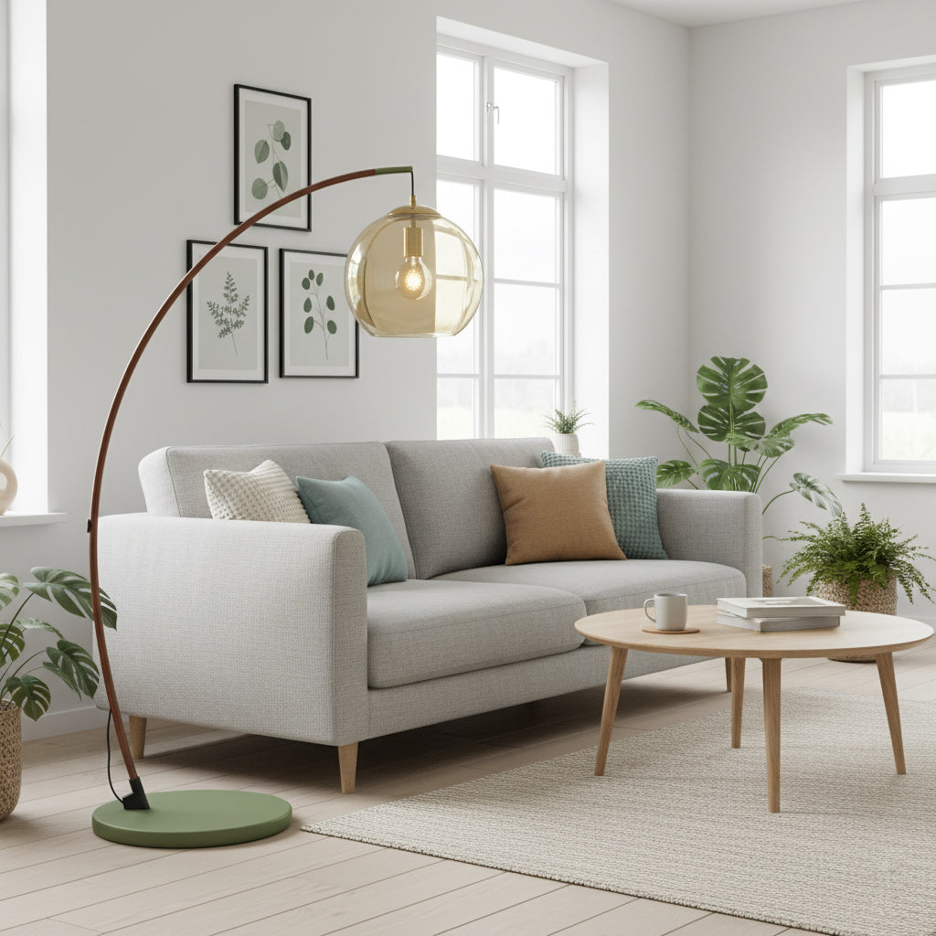 Drum Shade Arc Floor Lamp
