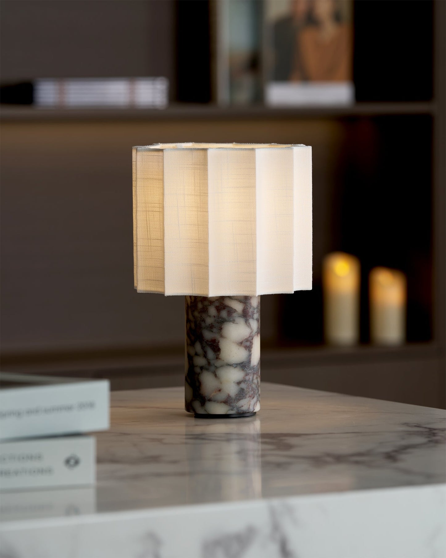 Stone and Linen Cordless Table Lamp