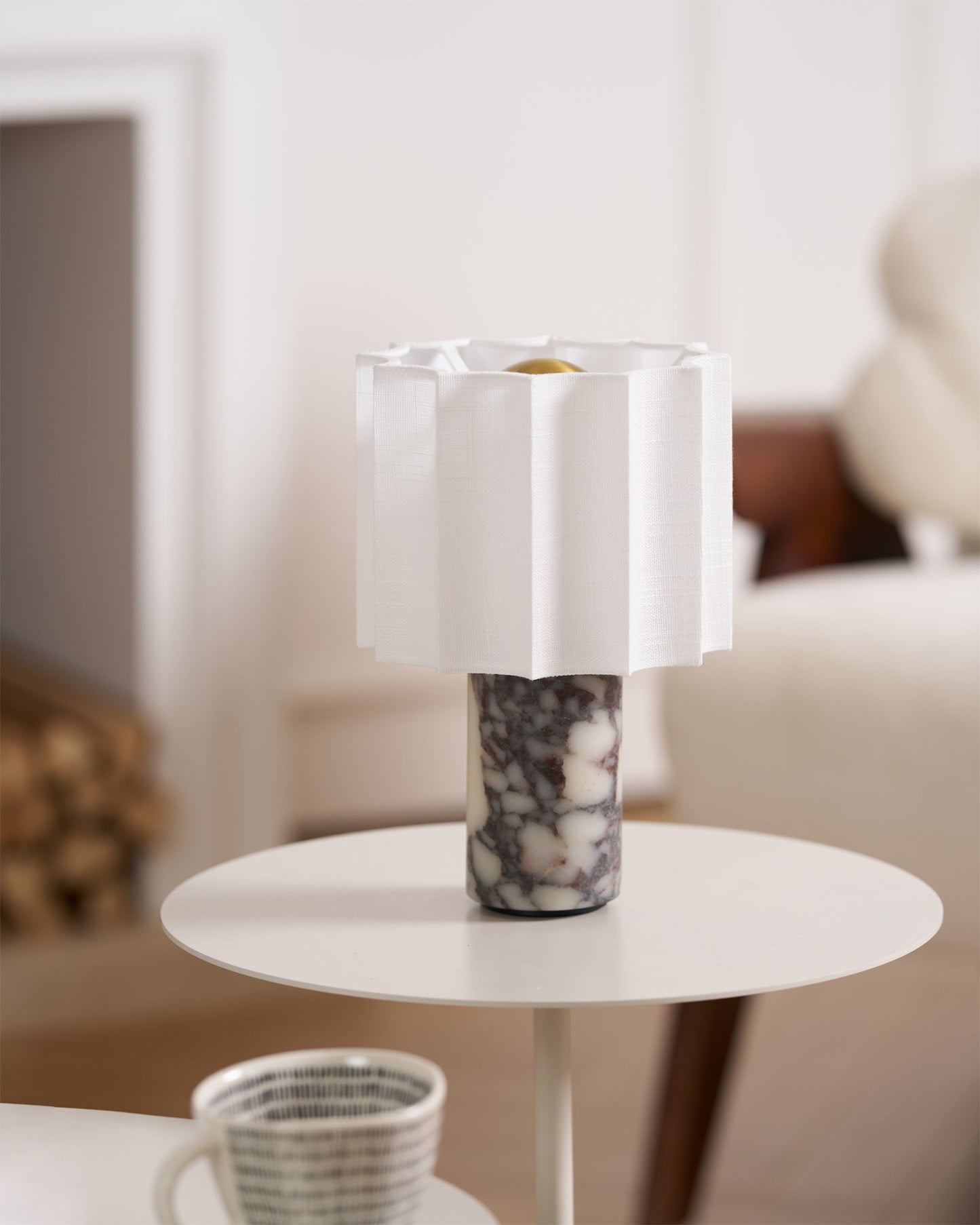 Stone and Linen Cordless Table Lamp