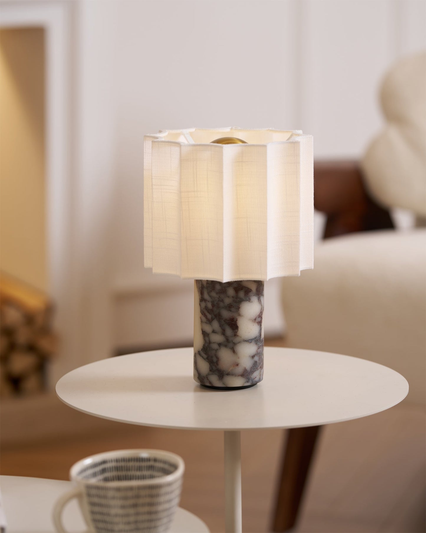Stone and Linen Cordless Table Lamp
