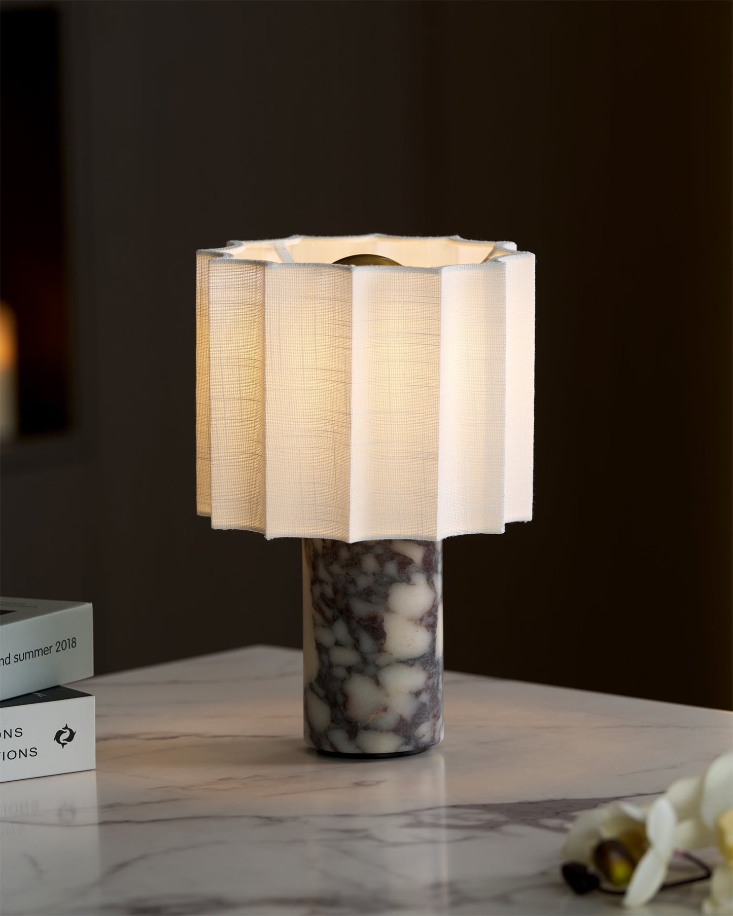 Stone and Linen Cordless Table Lamp