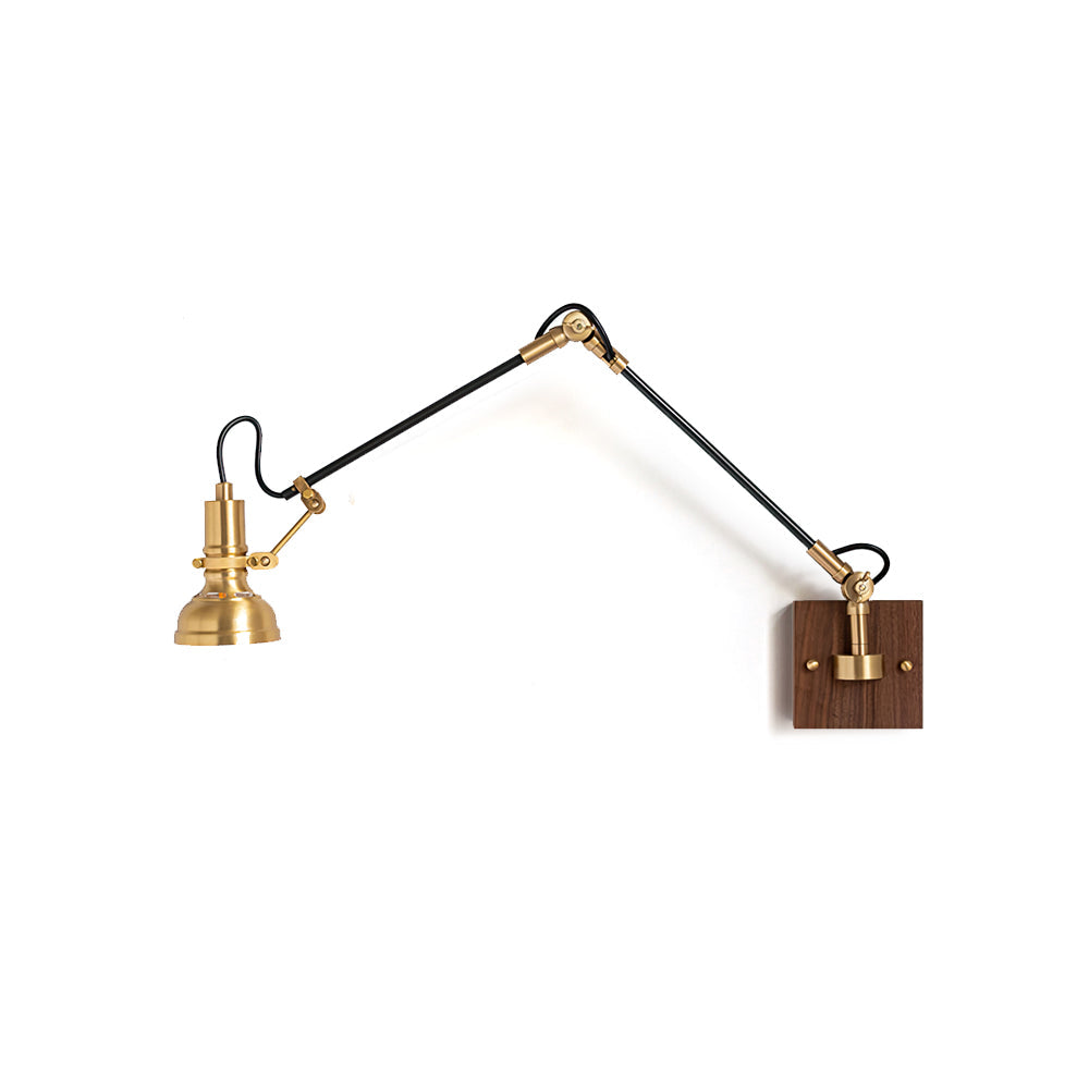 Walnut and Brass Swing Arm Sconce