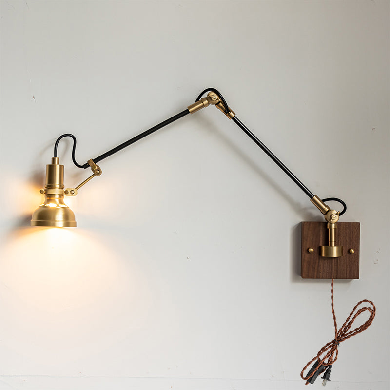Walnut Swing Arm Plug In Sconce