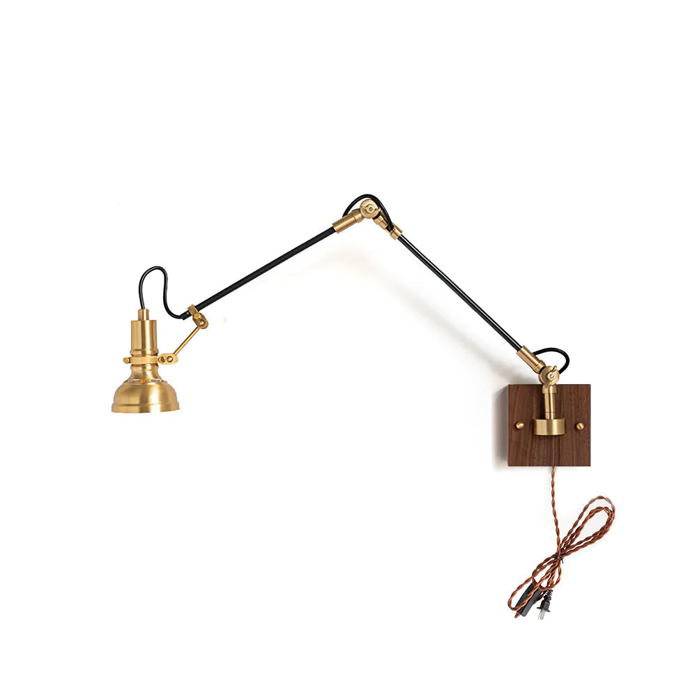 Walnut Swing Arm Plug In Sconce