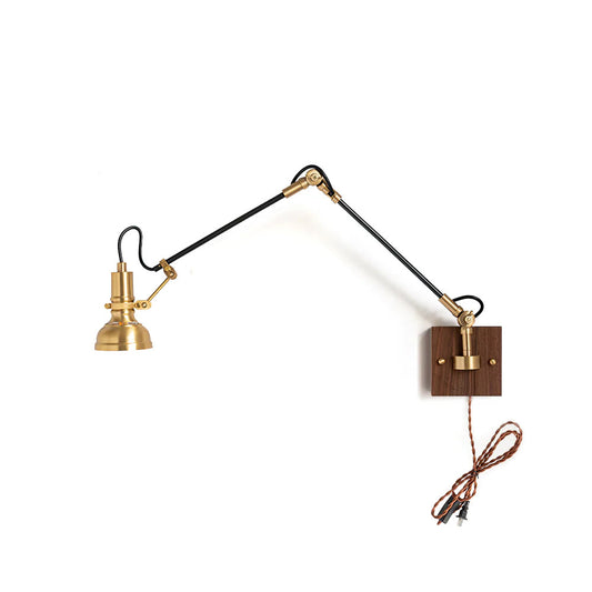 Walnut Swing Arm Plug In Sconce