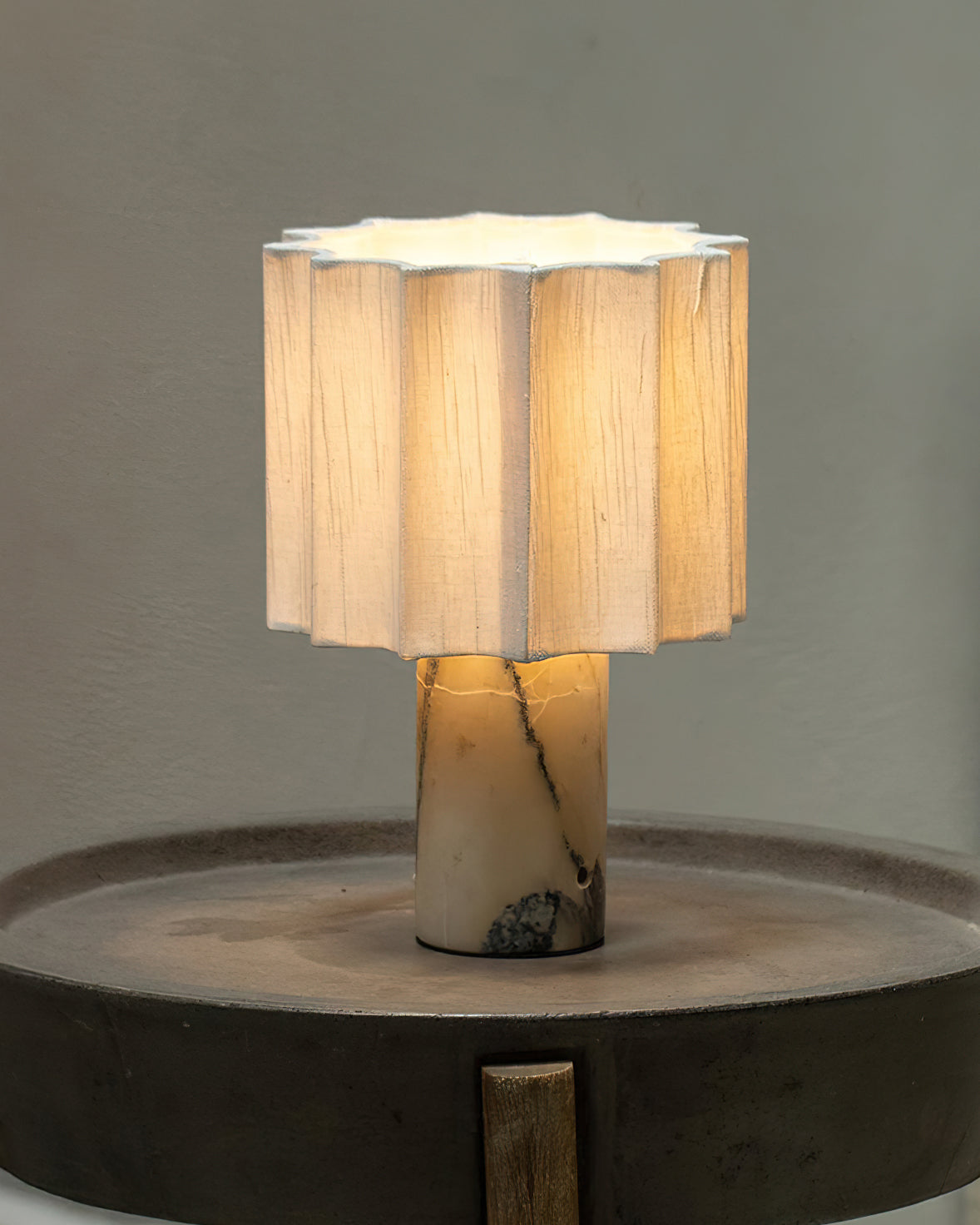 Stone and Linen Cordless Table Lamp