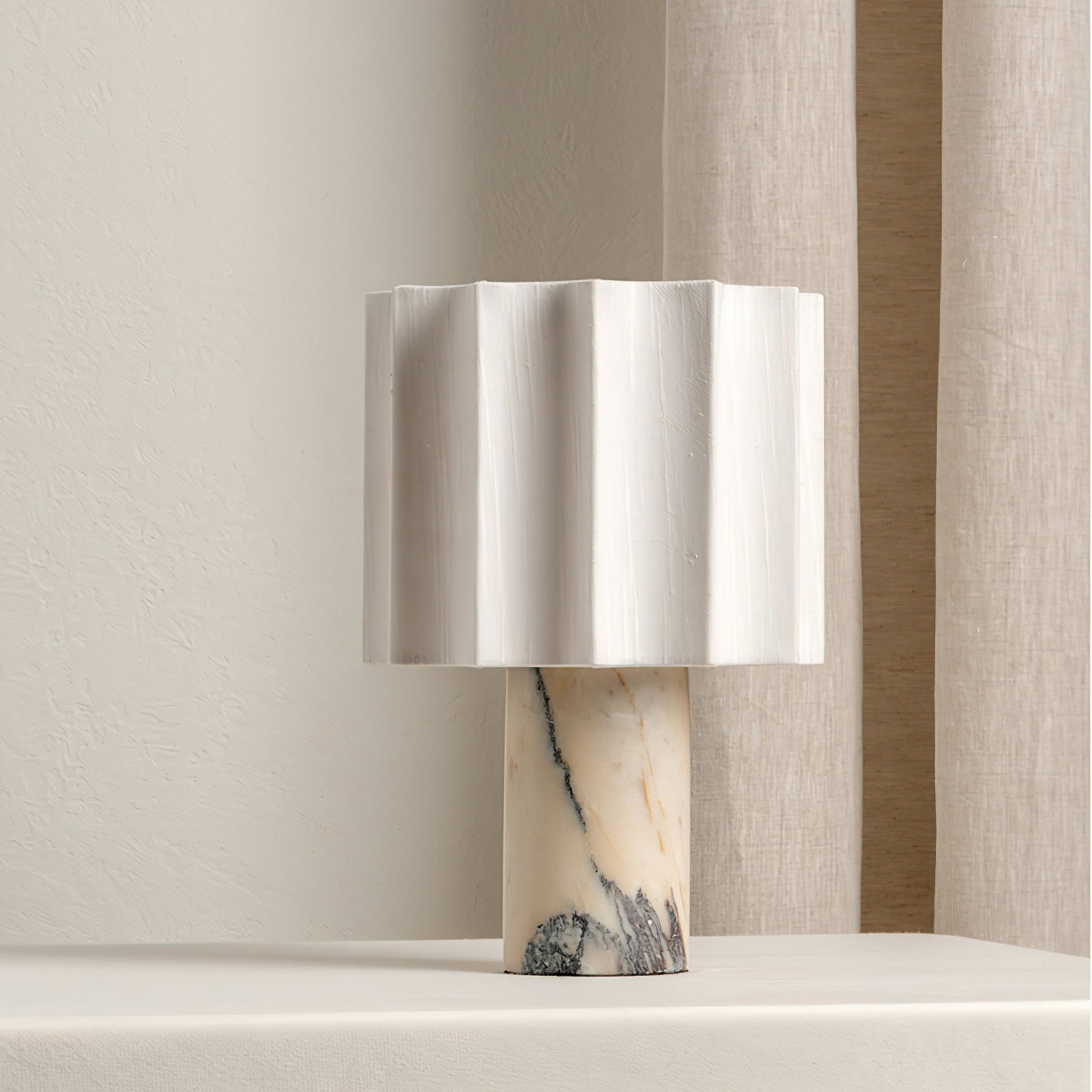 Stone and Linen Cordless Table Lamp