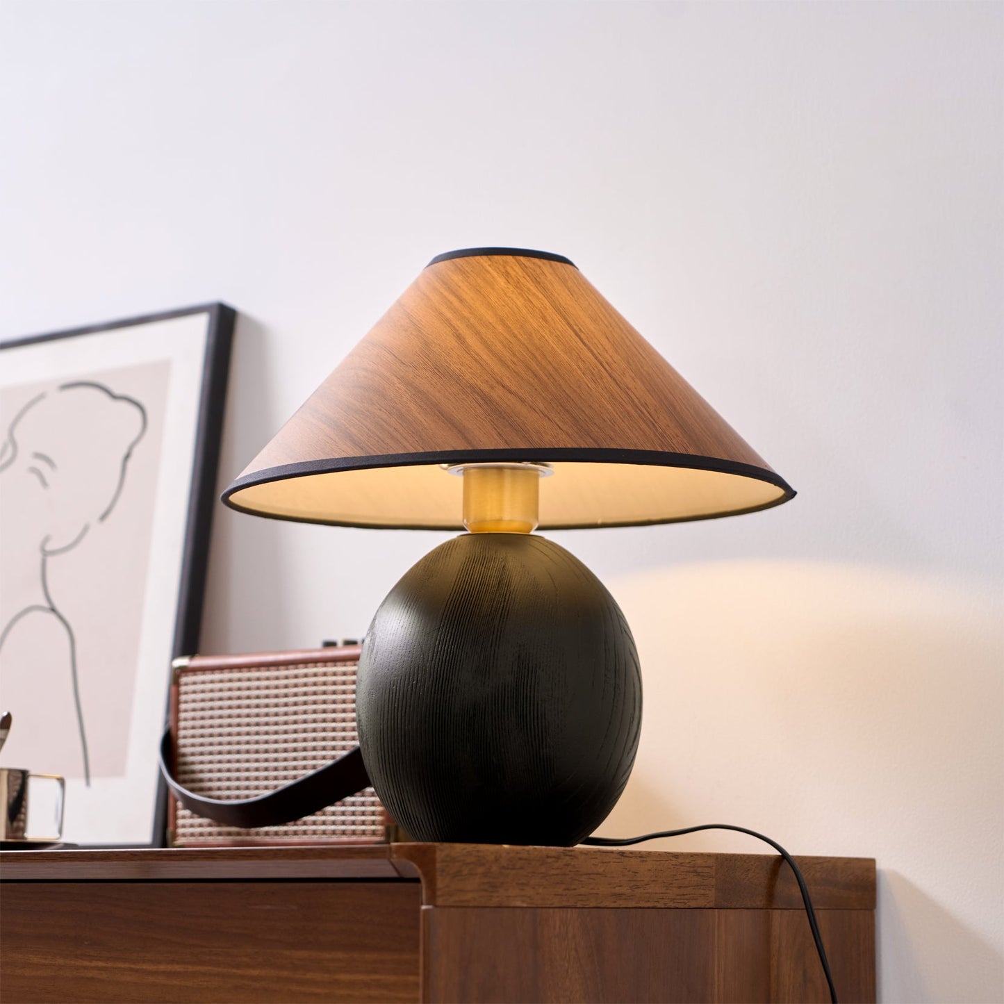 Wood Grain Paper Shade Table Lamp