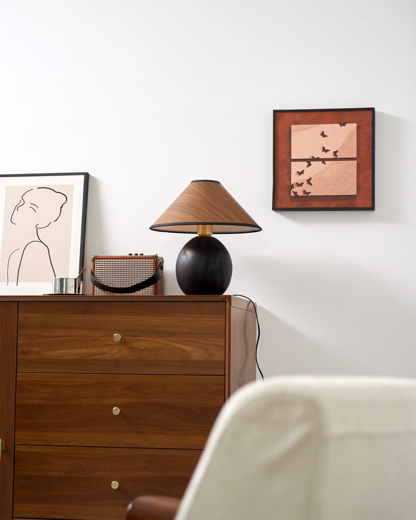 Wood Grain Paper Shade Table Lamp