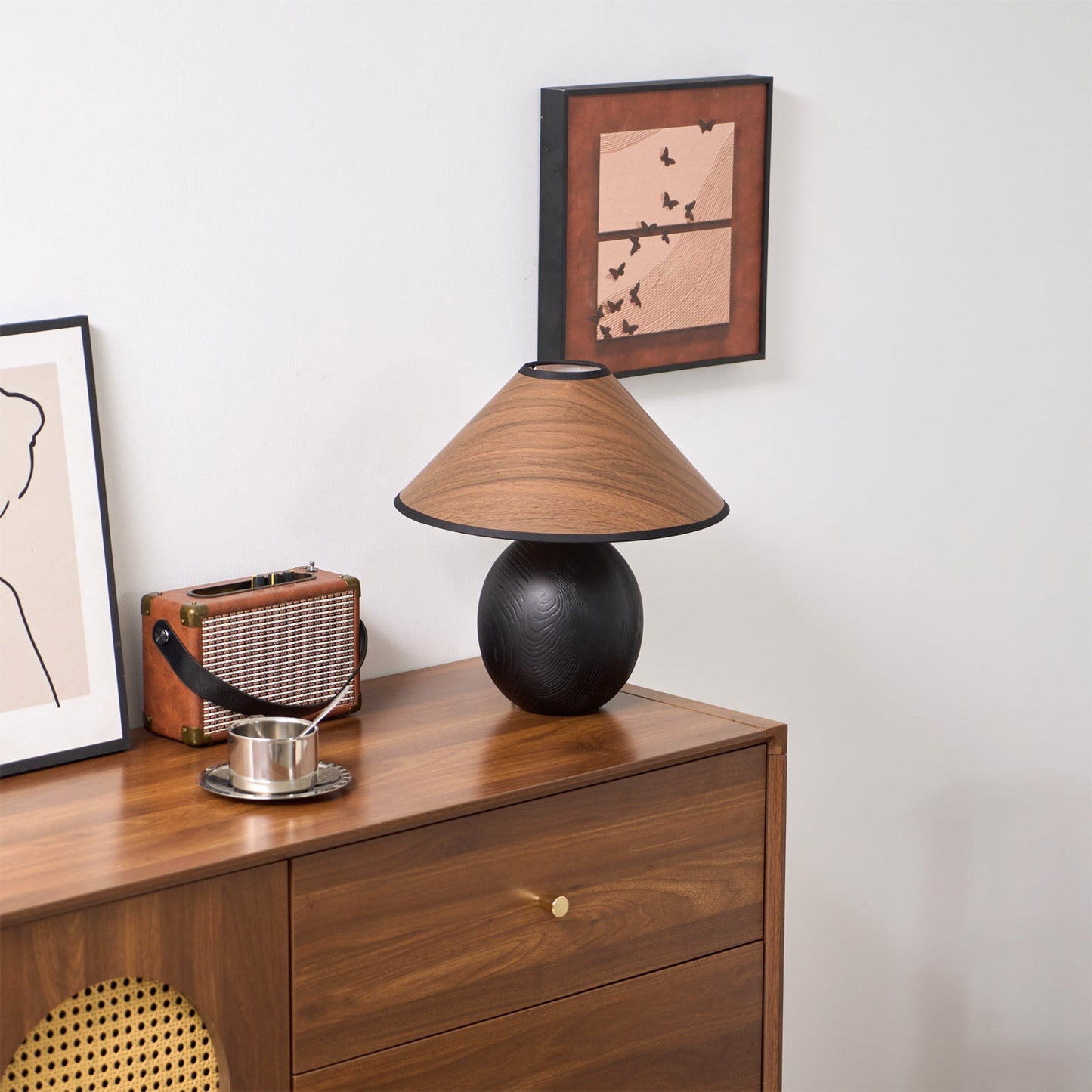 Wood Grain Paper Shade Table Lamp