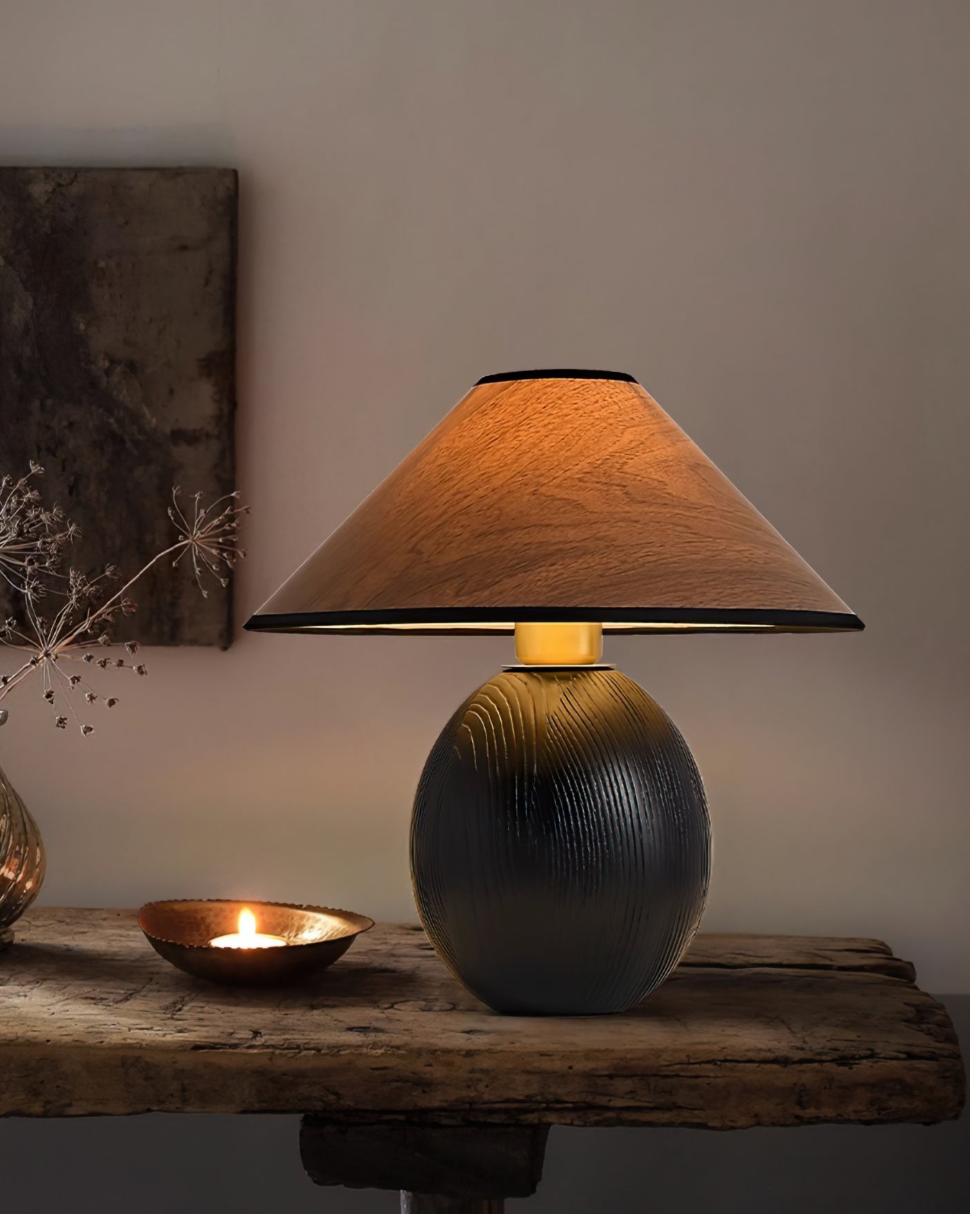 Wood Grain Paper Shade Table Lamp