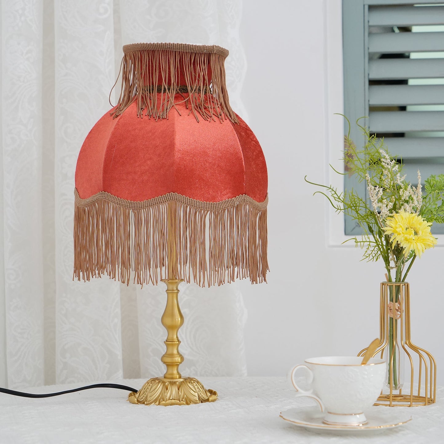 Brass Tassel Fringe Table Lamp