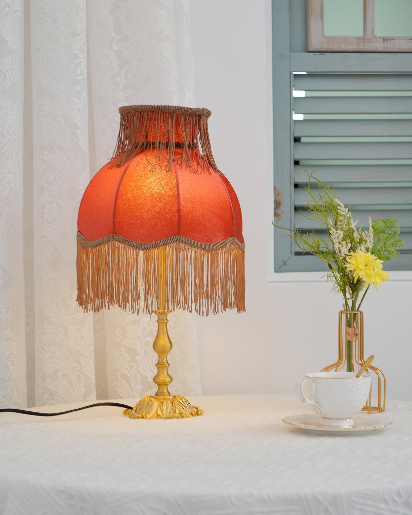 Brass Tassel Fringe Table Lamp