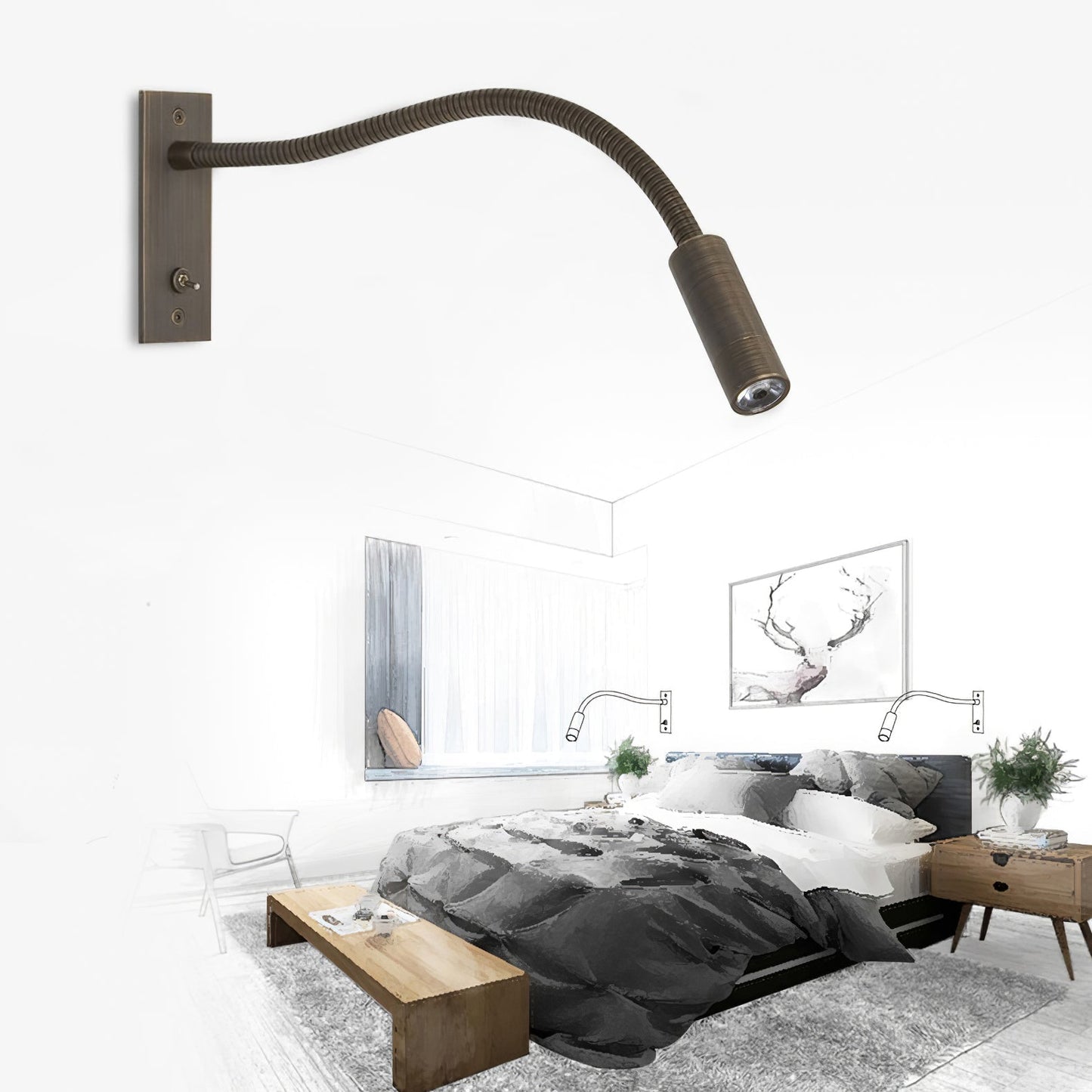 Gooseneck LED Reading Wall Sconce