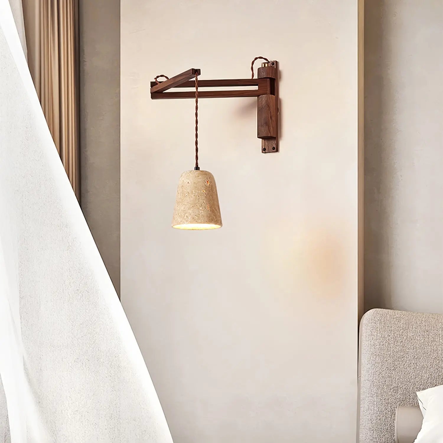 Adjustable Travertine Dome Wall Sconce Erbstuk