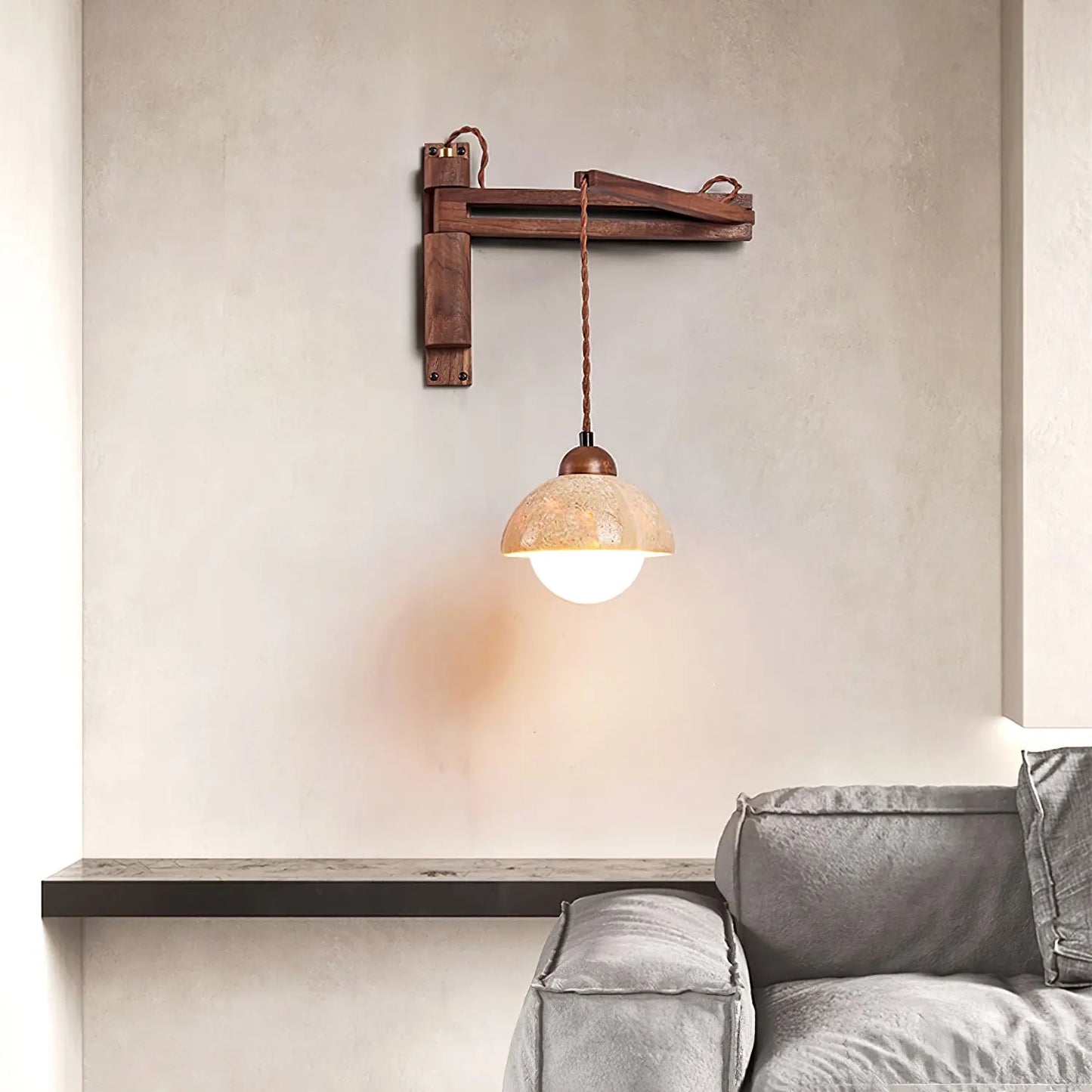 Adjustable Travertine Dome Wall Sconce Erbstuk