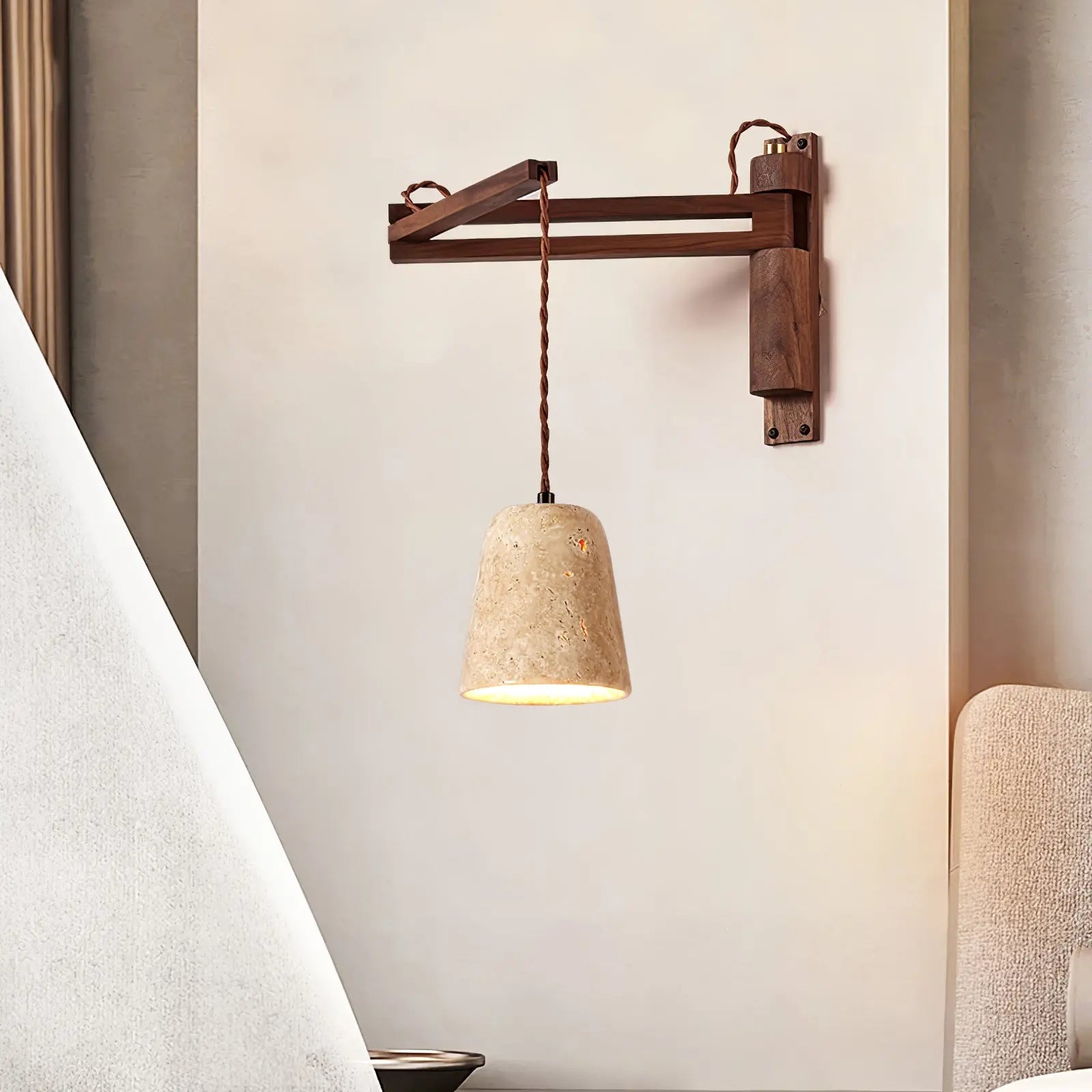 Adjustable Travertine Dome Wall Sconce Erbstuk