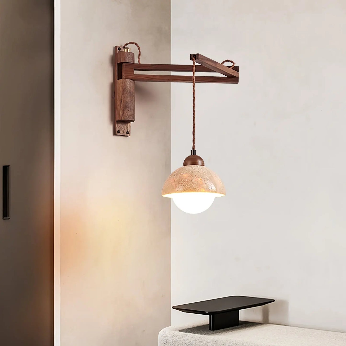 Adjustable Travertine Dome Wall Sconce Erbstuk