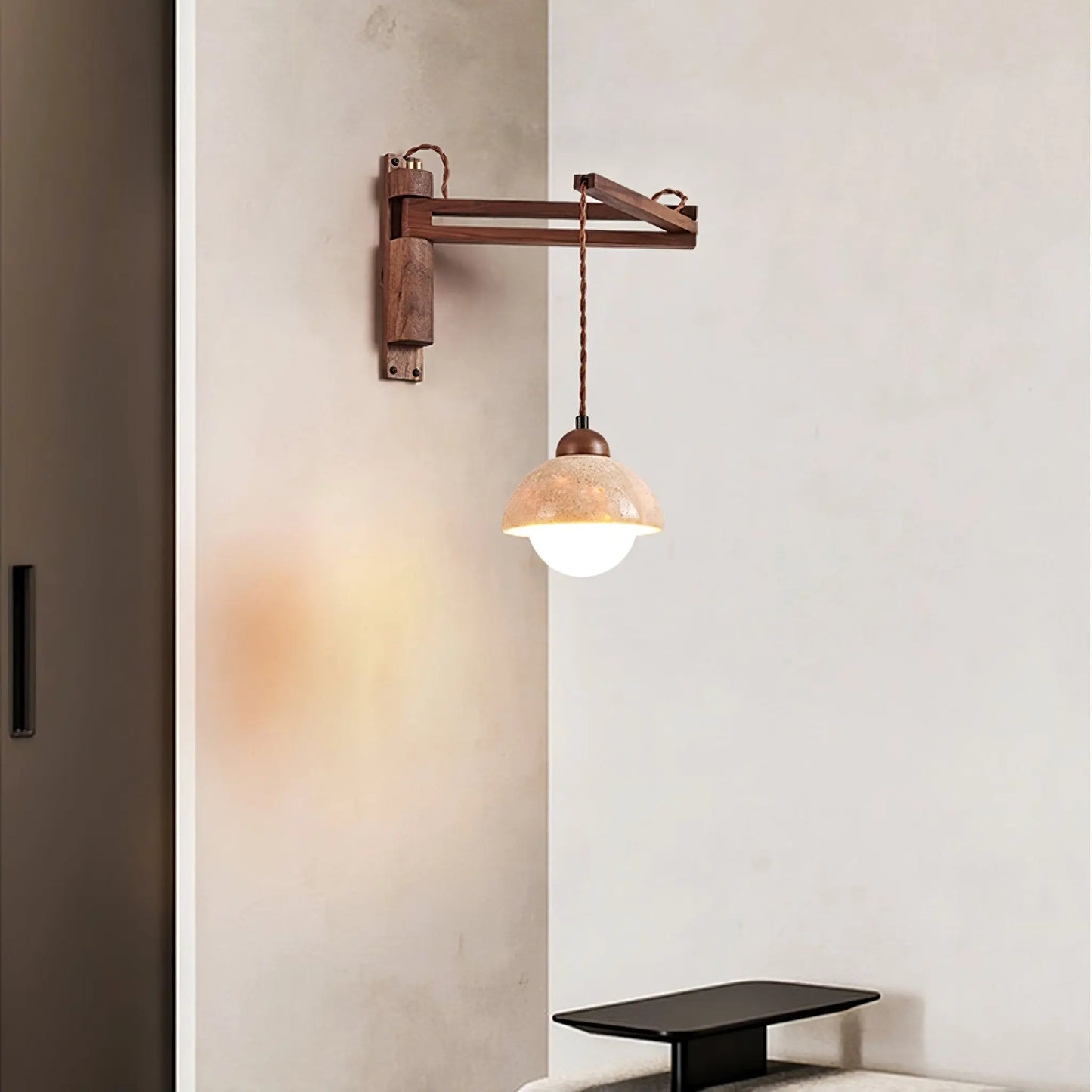 Adjustable Travertine Dome Wall Sconce Erbstuk