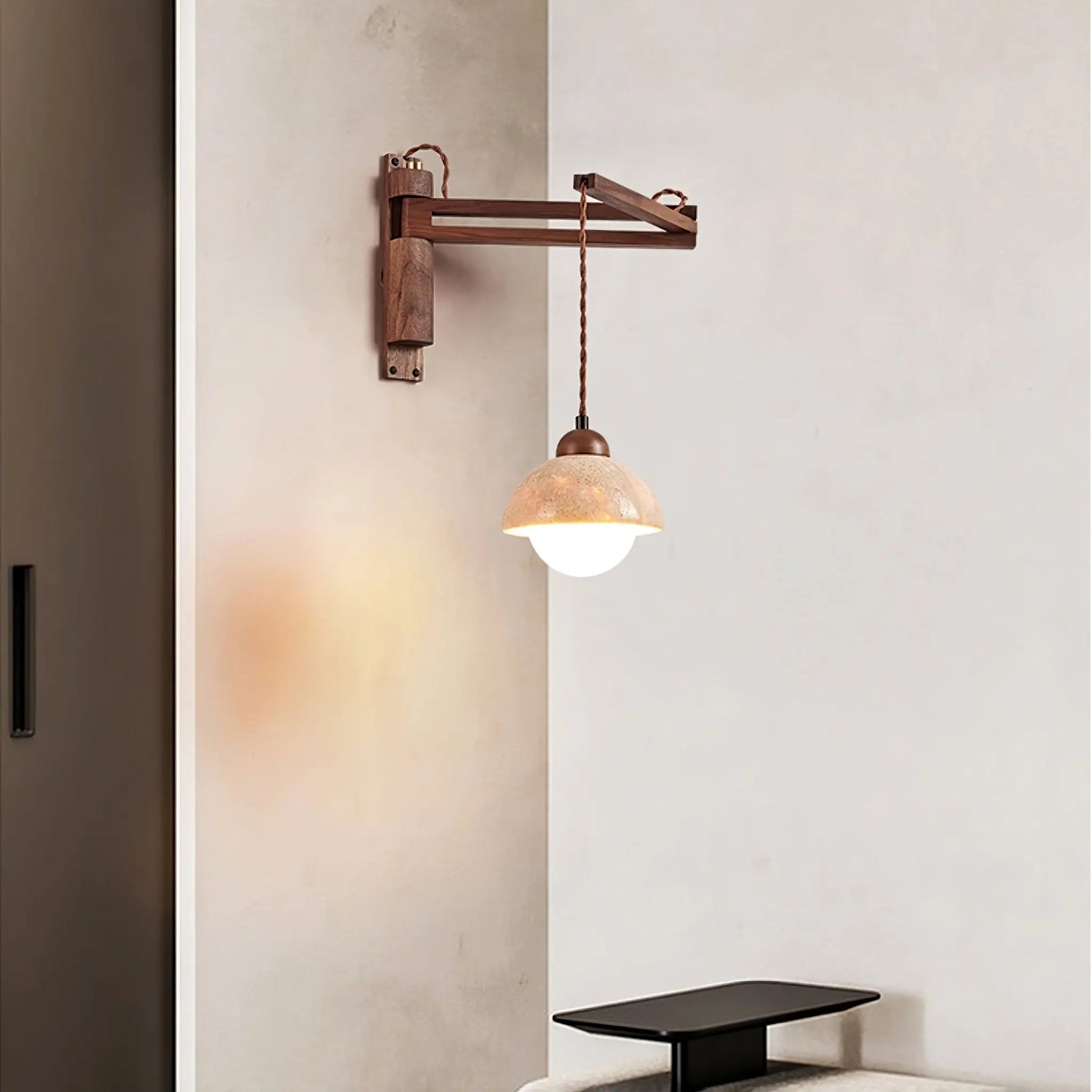 Adjustable Travertine Dome Wall Sconce Erbstuk