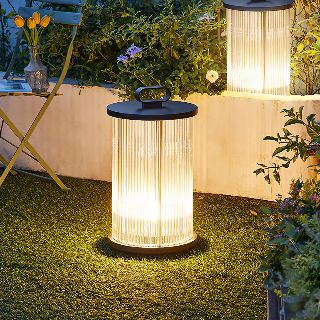 Glass Cylinder Solar Lantern Table Lamp