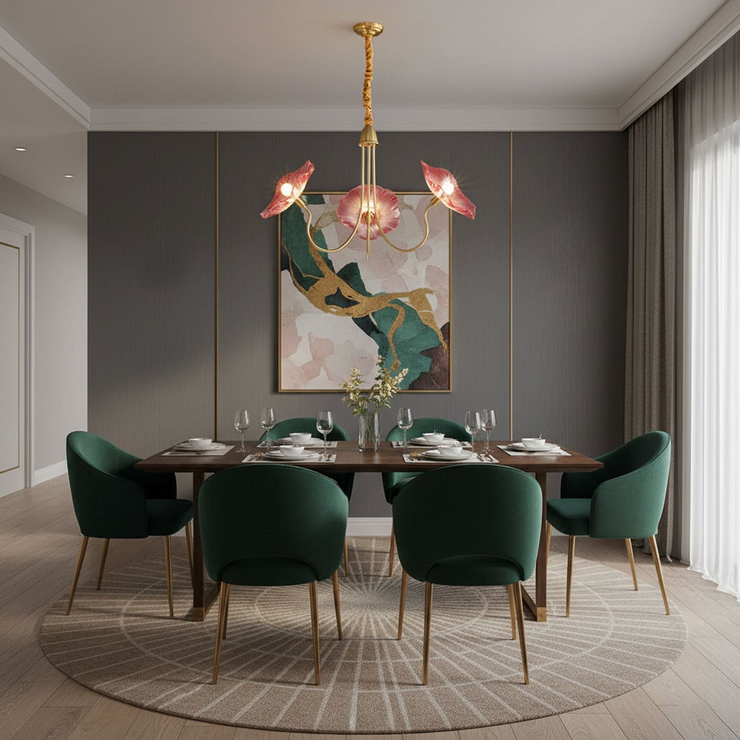 Nara Frosted Glass Lotus Leaf Chandelier
