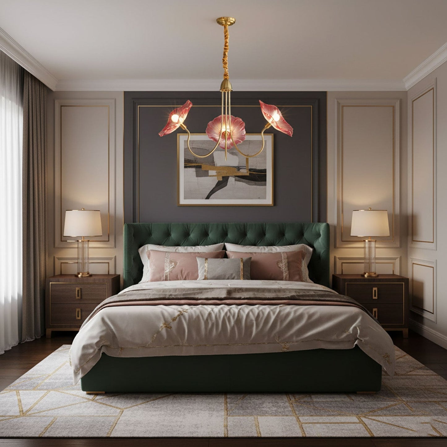 Nara Frosted Glass Lotus Leaf Chandelier