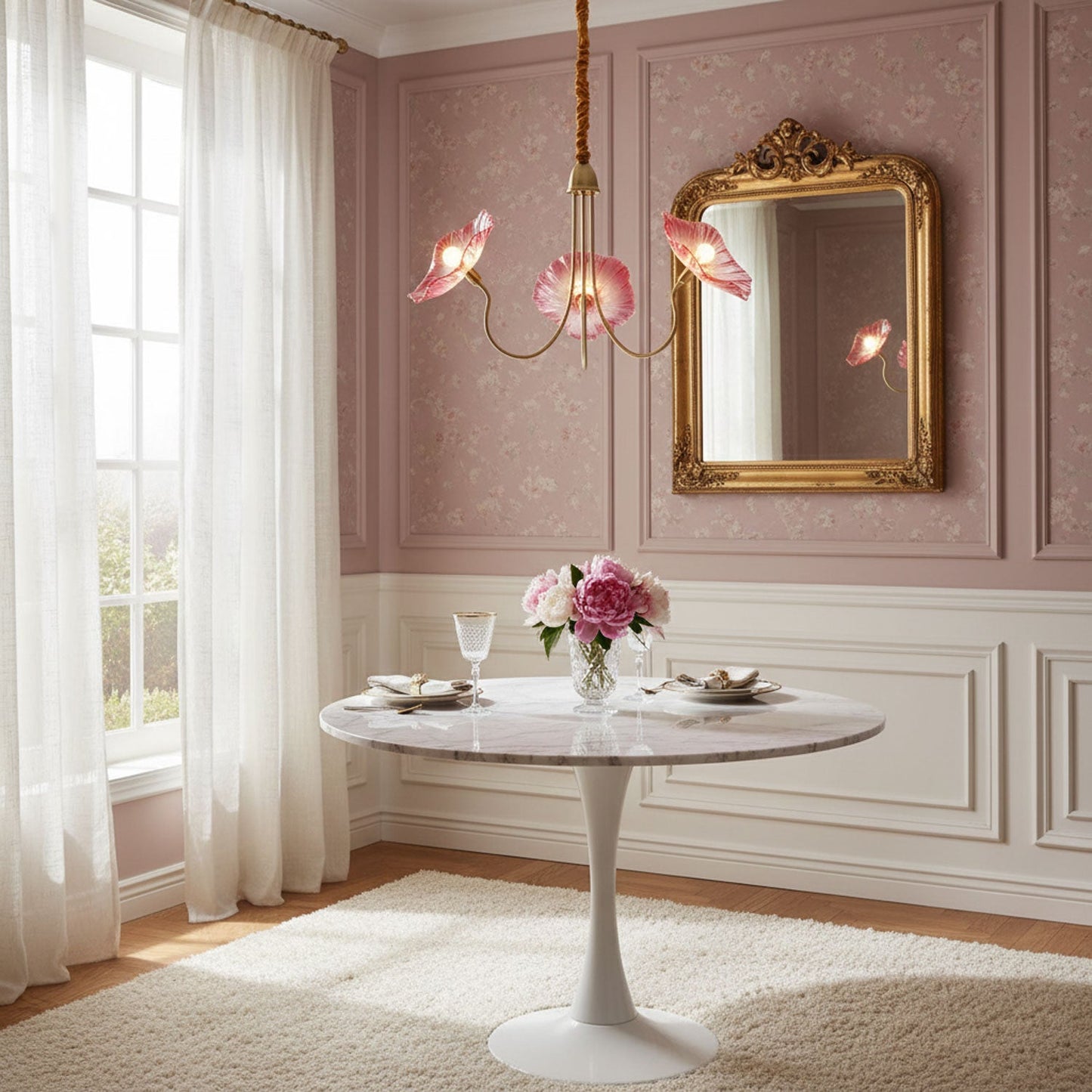 Nara Frosted Glass Lotus Leaf Chandelier