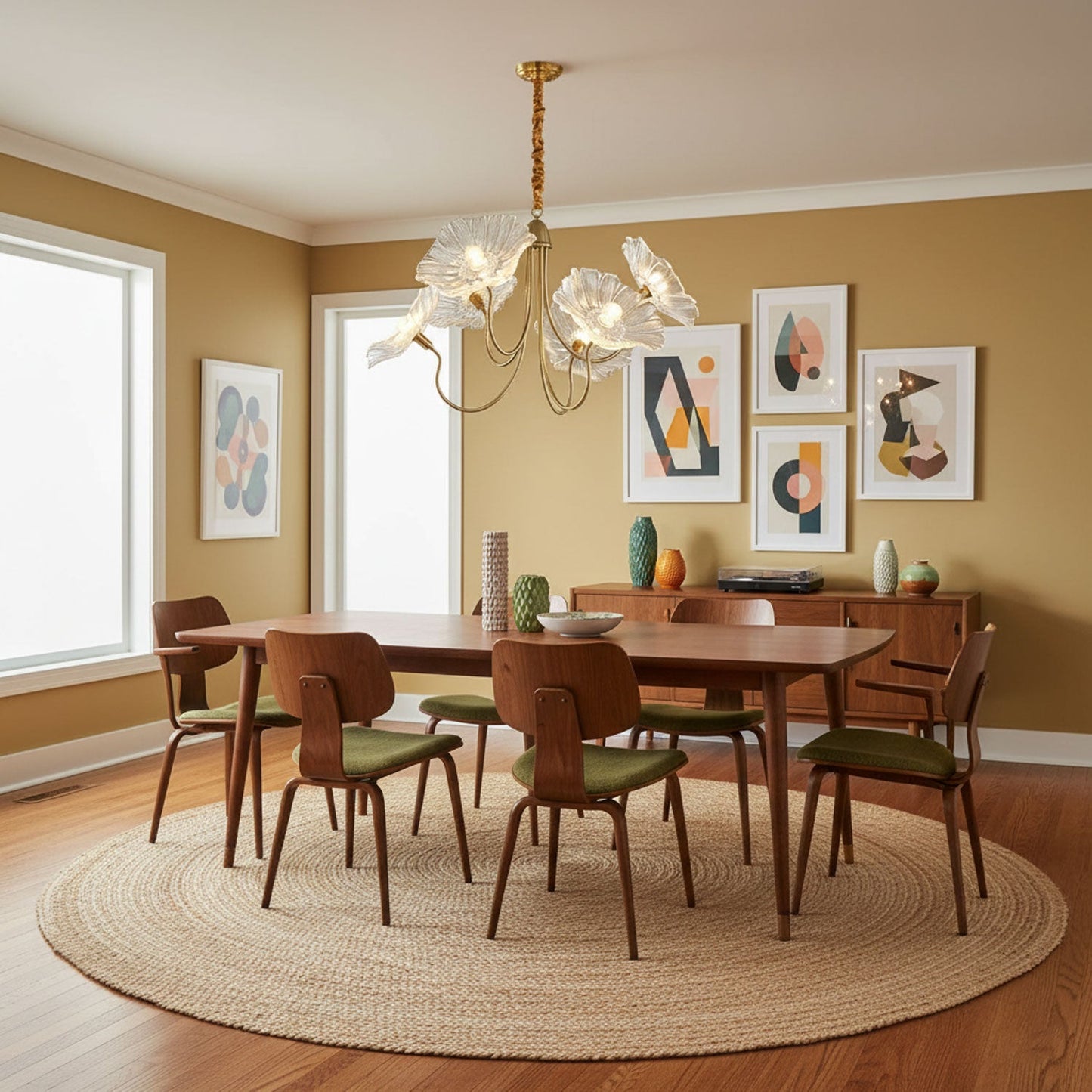 Nara Frosted Glass Lotus Leaf Chandelier